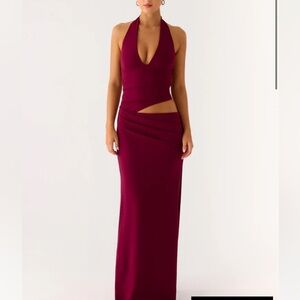 Peppermayo Deep Red Backless Maxi Dress